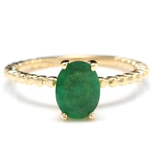 1.20Cts Exquisite Natural Emerald 14KY Gold Ring